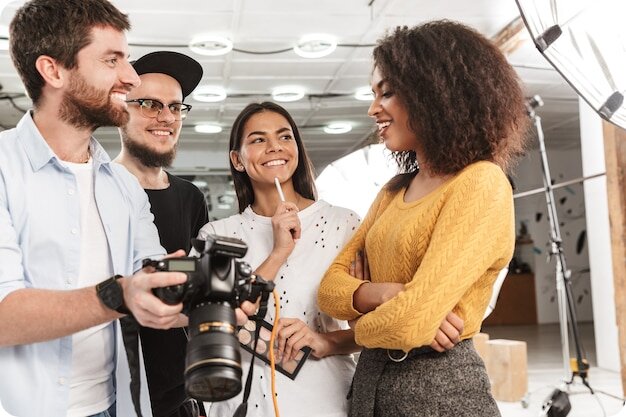 équipe avec une vidéo d’entreprise