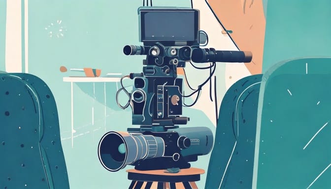 a video camera on a stool