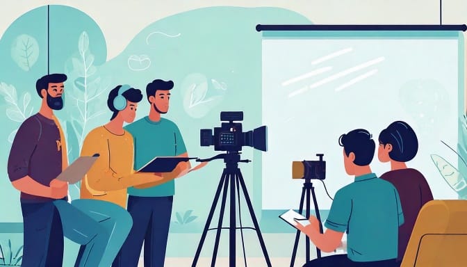 Dessin equipe tournage plateau